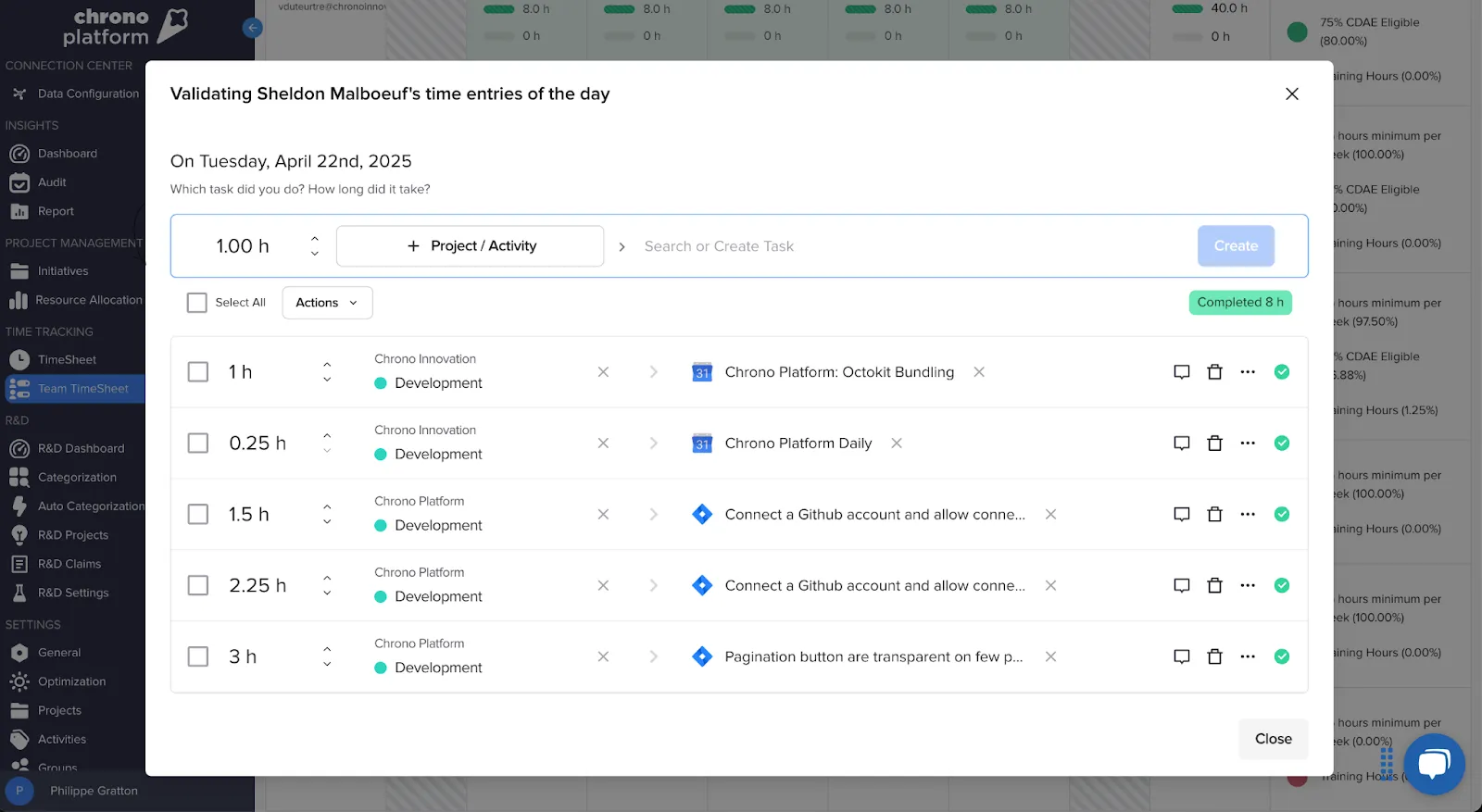 Chrono Azure DevOps integration