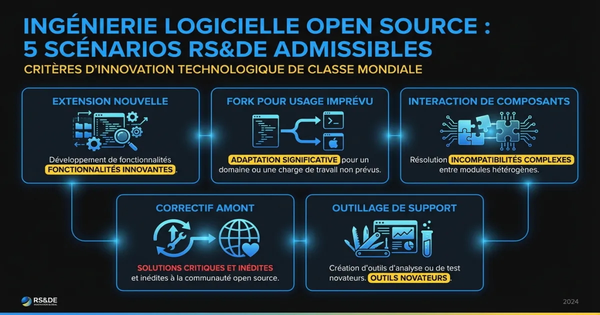 Vue d’ensemble des cinq scénarios open source admissibles au RS&DE avec exemples